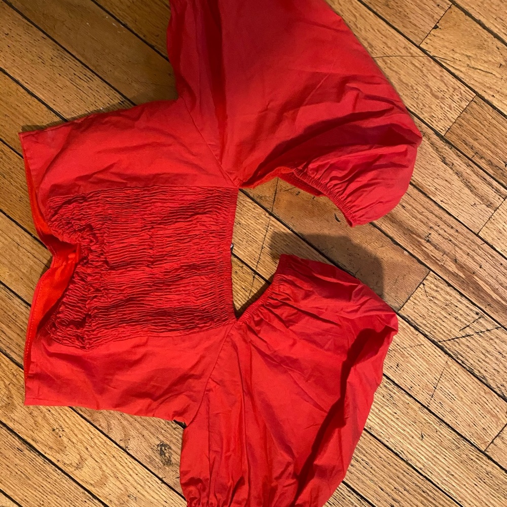 Adika red balloon sleeve top